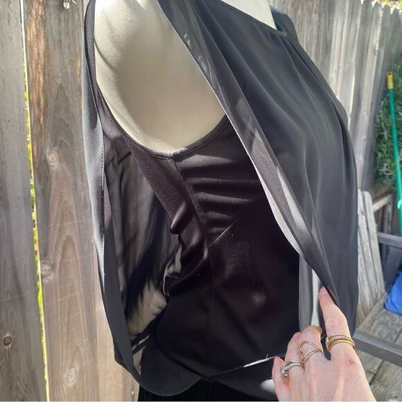 Aidan By Aidan Mattox Fringe Detail Chiffon Blouson Dress in black size 2 - Picture 5 of 15